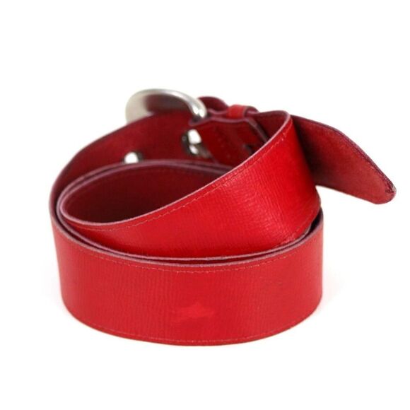 VINTAGE RED GENUINE LEATHER 1 1/8"Wd SOFT CASUAL DRESS WOMEN'S BELT Sz XS/S (B96 - Picture 3 of 11
